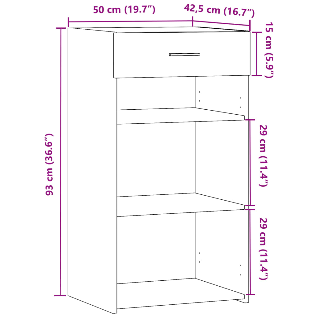 Dulap, Stejar Fumuriu, 50X42,5X93 Cm, Lemn Prelucrat