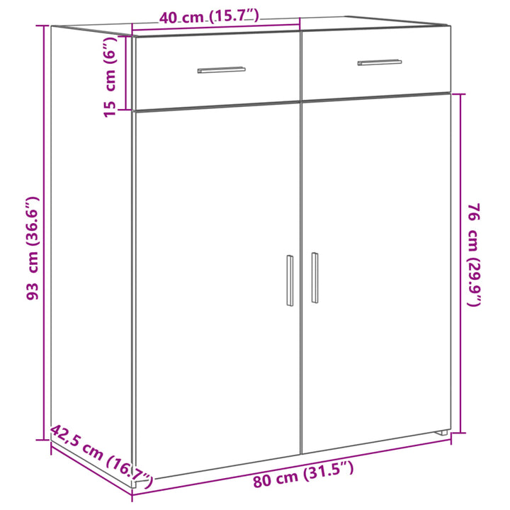 Dulap, Stejar Fumuriu, 80X42,5X93 Cm, Lemn Prelucrat