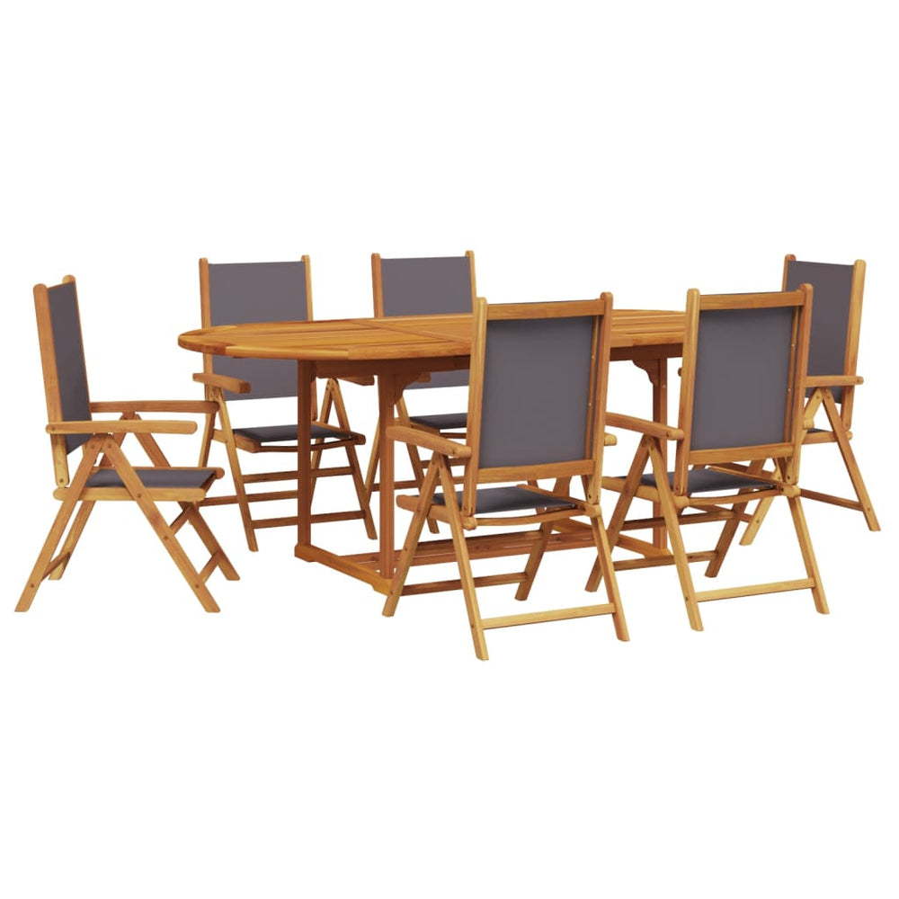 Set Mobilier De Grădină 7 Piese Textil /Lemn Masiv