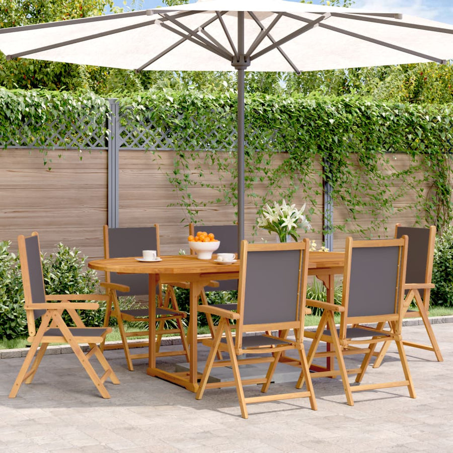 Set Mobilier De Grădină 7 Piese Textil /Lemn Masiv
