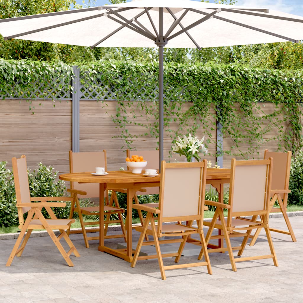Set Mobilier De Grădină 7 Piese Textil /Lemn Masiv
