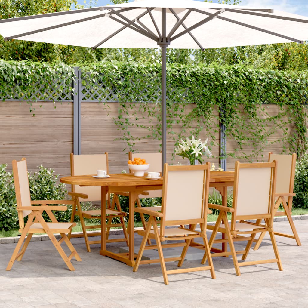 Set Mobilier De Grădină 7 Piese Textil /Lemn Masiv