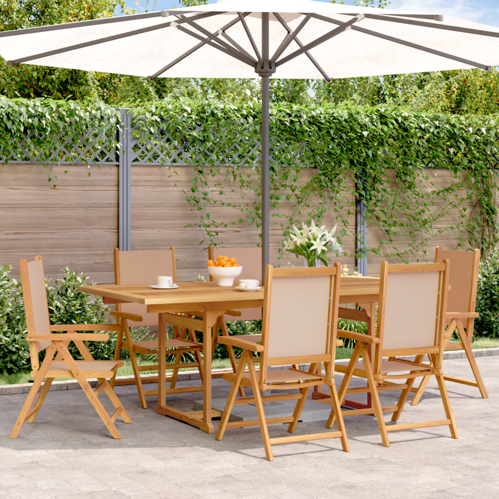 Set Mobilier De Grădină 7 Piese Textil /Lemn Masiv