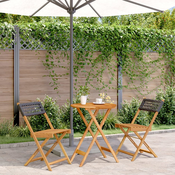 Set Mobilier Bistro, 3 Piese, Poliratan /Lemn Masiv