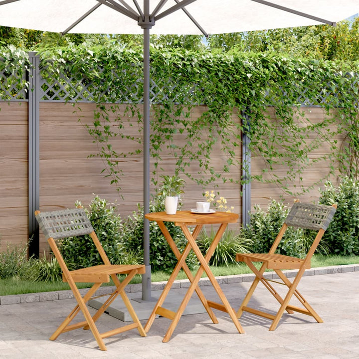Set Mobilier Bistro, 3 Piese, Poliratan /Lemn Masiv
