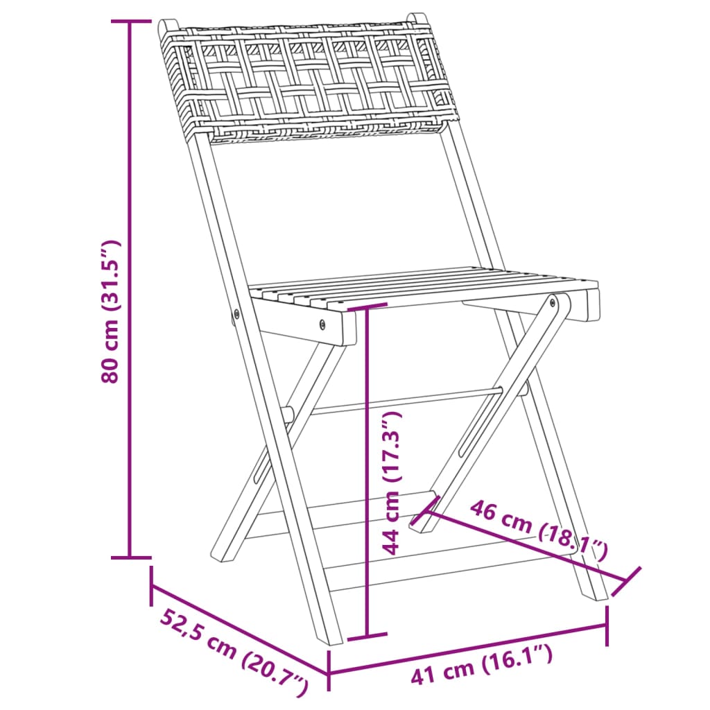 Set Mobilier Bistro, 3 Piese, Poliratan /Lemn Masiv