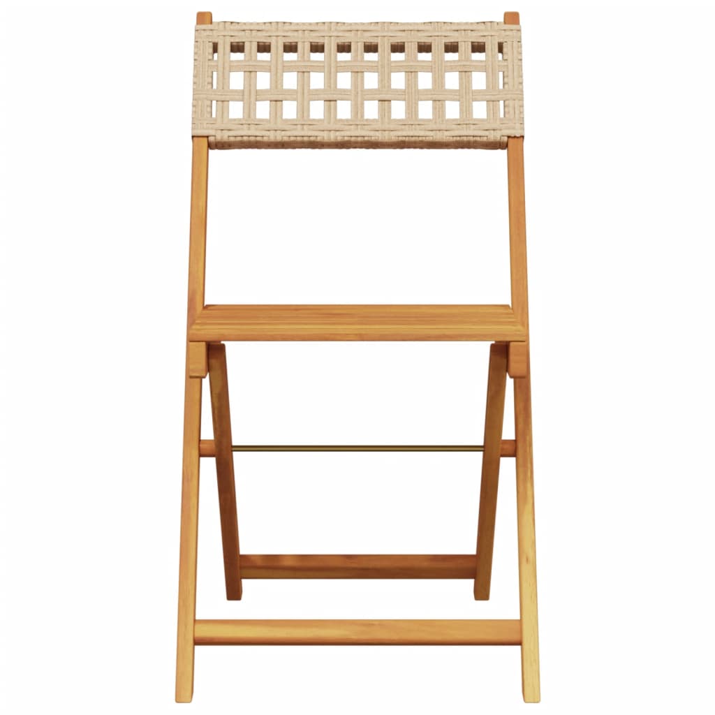 Set Mobilier Bistro, 3 Piese, Poliratan /Lemn Masiv