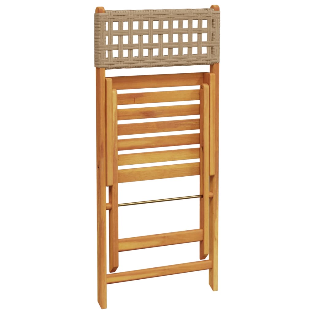 Set Mobilier Bistro, 3 Piese, Poliratan /Lemn Masiv