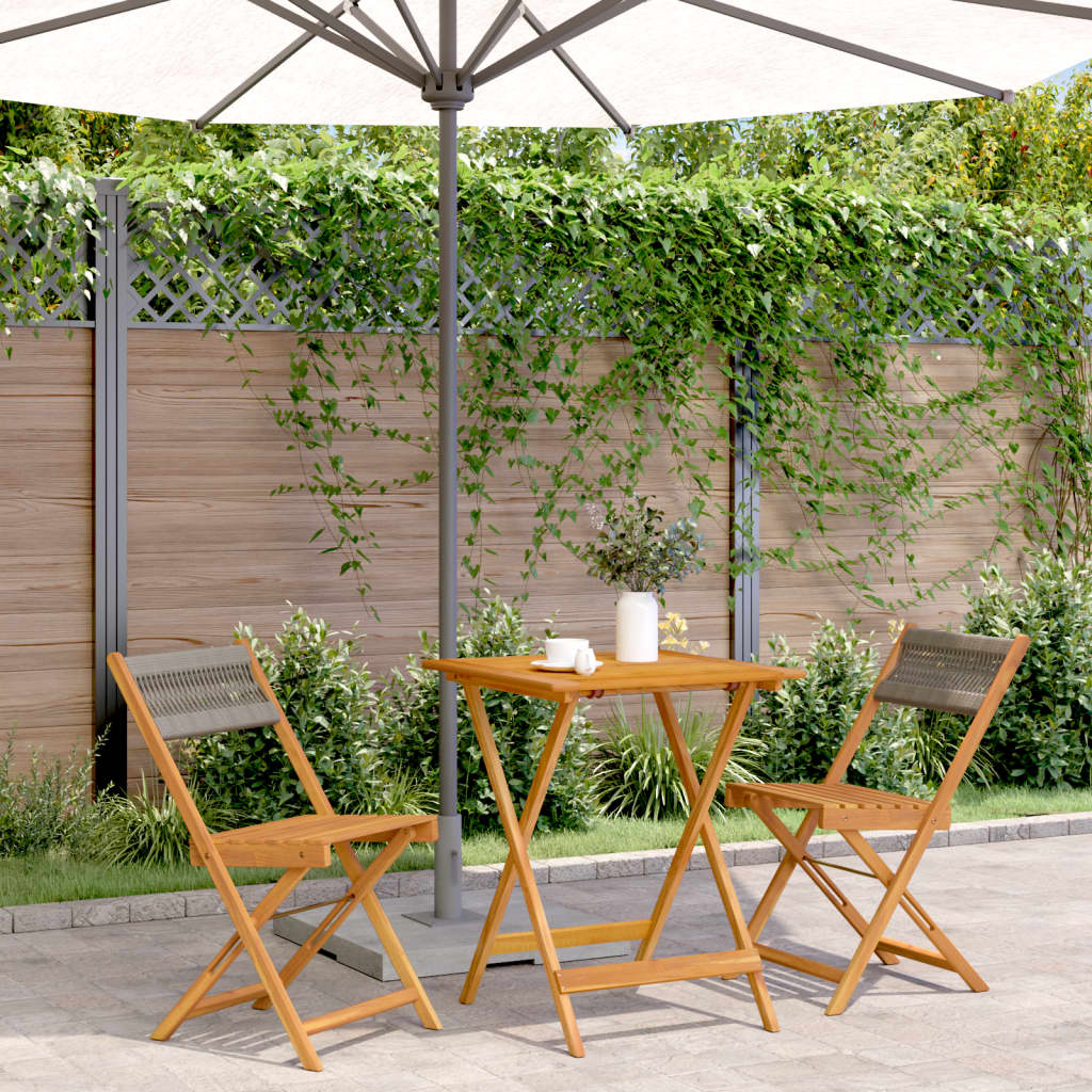 Set Mobilier Bistro, 3 Piese, , Polipropilenă Și Lemn Masiv