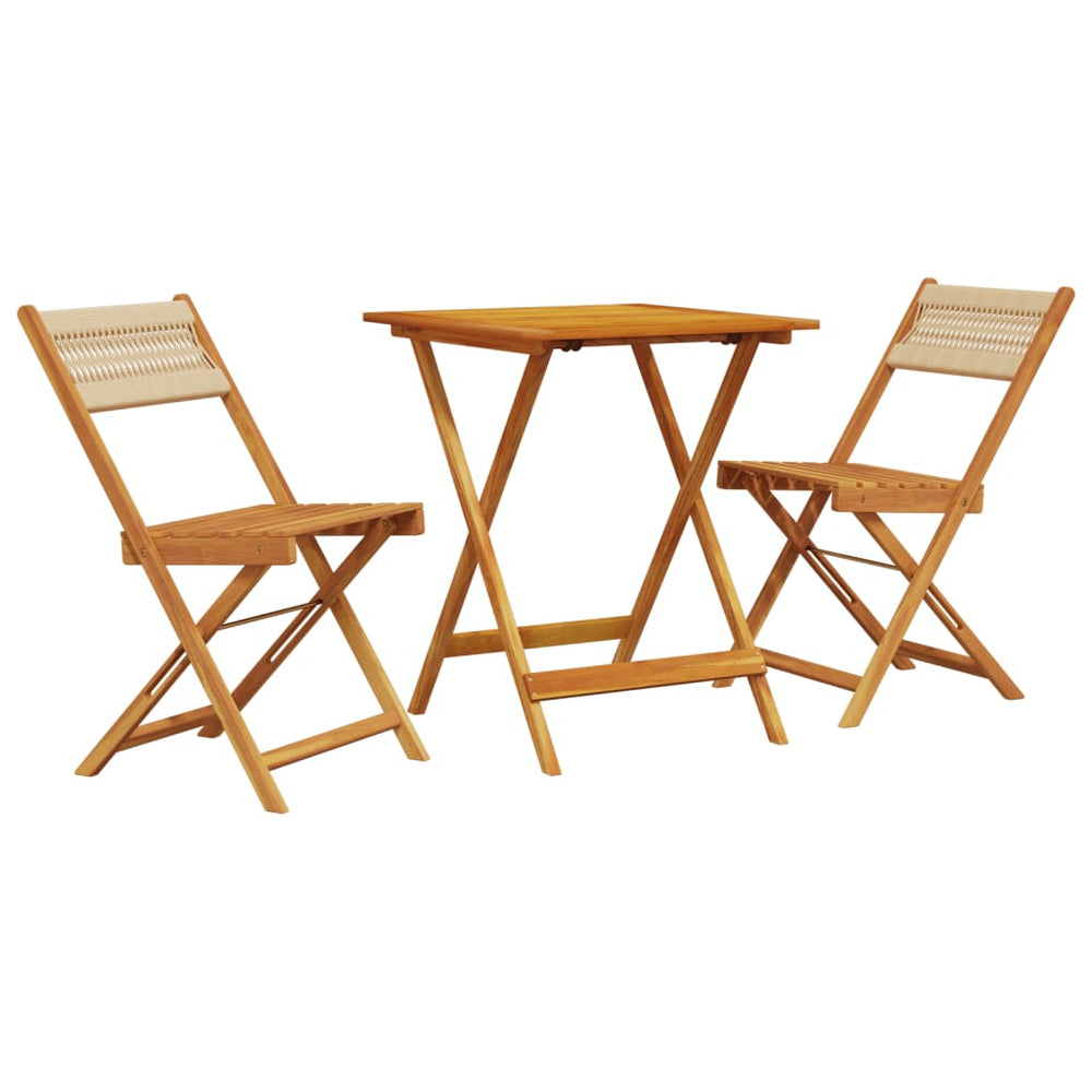 Set Mobilier Bistro, 3 Piese, , Polipropilenă Și Lemn Masiv