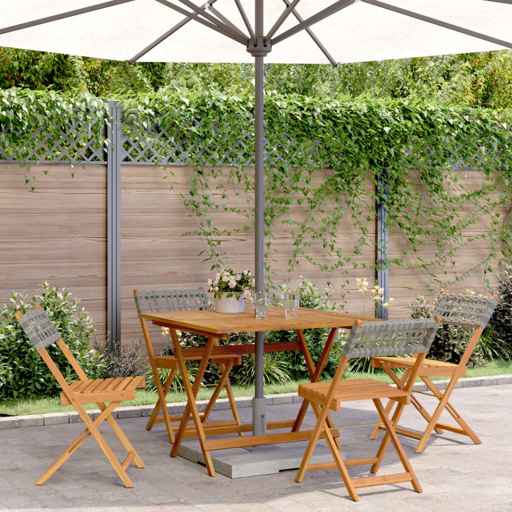 Set Mobilier Bistro, 3 Piese, Poliratan /Lemn Masiv