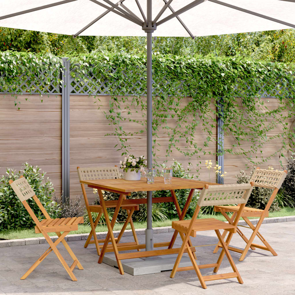 Set Mobilier Bistro, 3 Piese, Poliratan /Lemn Masiv