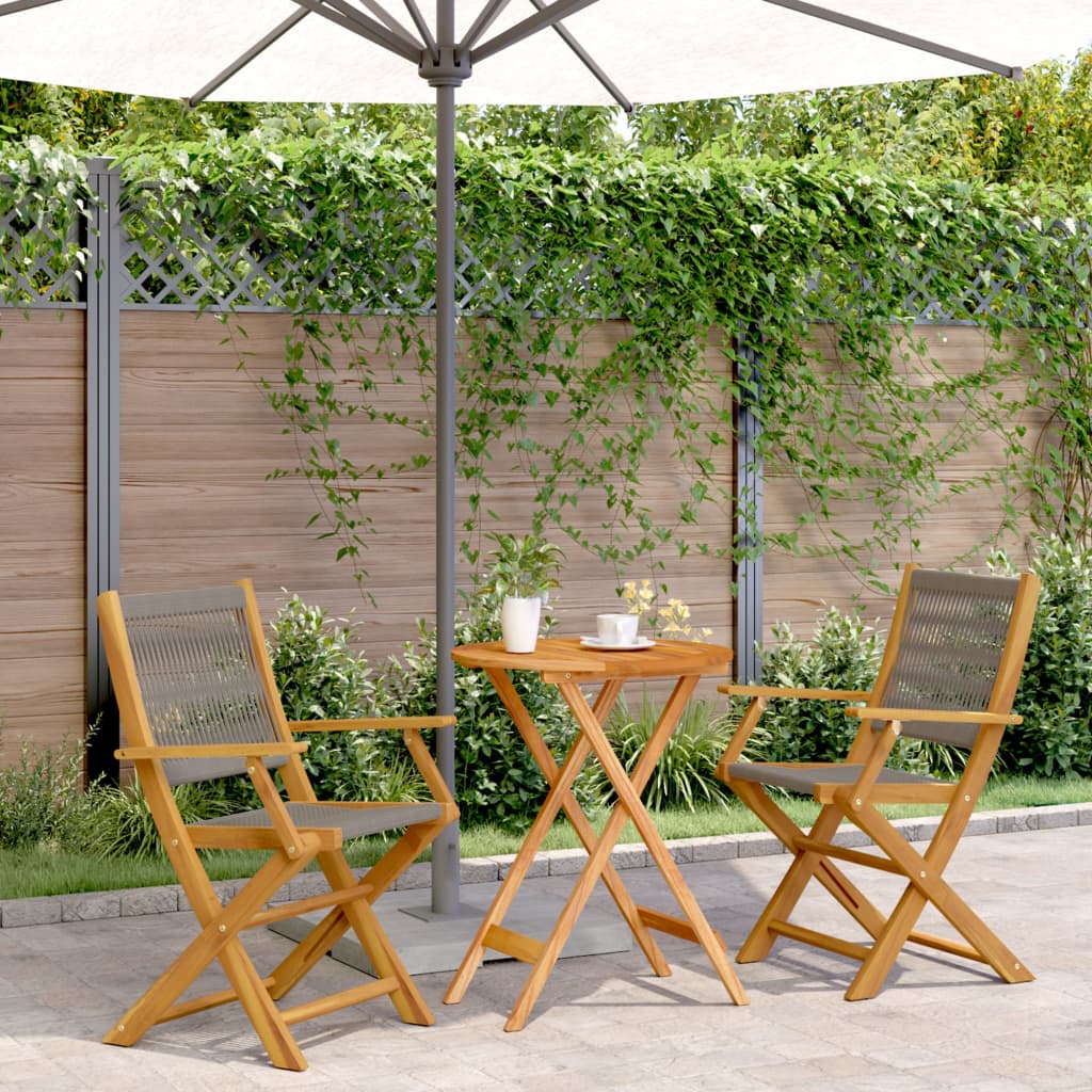 Set Mobilier Bistro, 3 Piese, , Polipropilenă Și Lemn Masiv