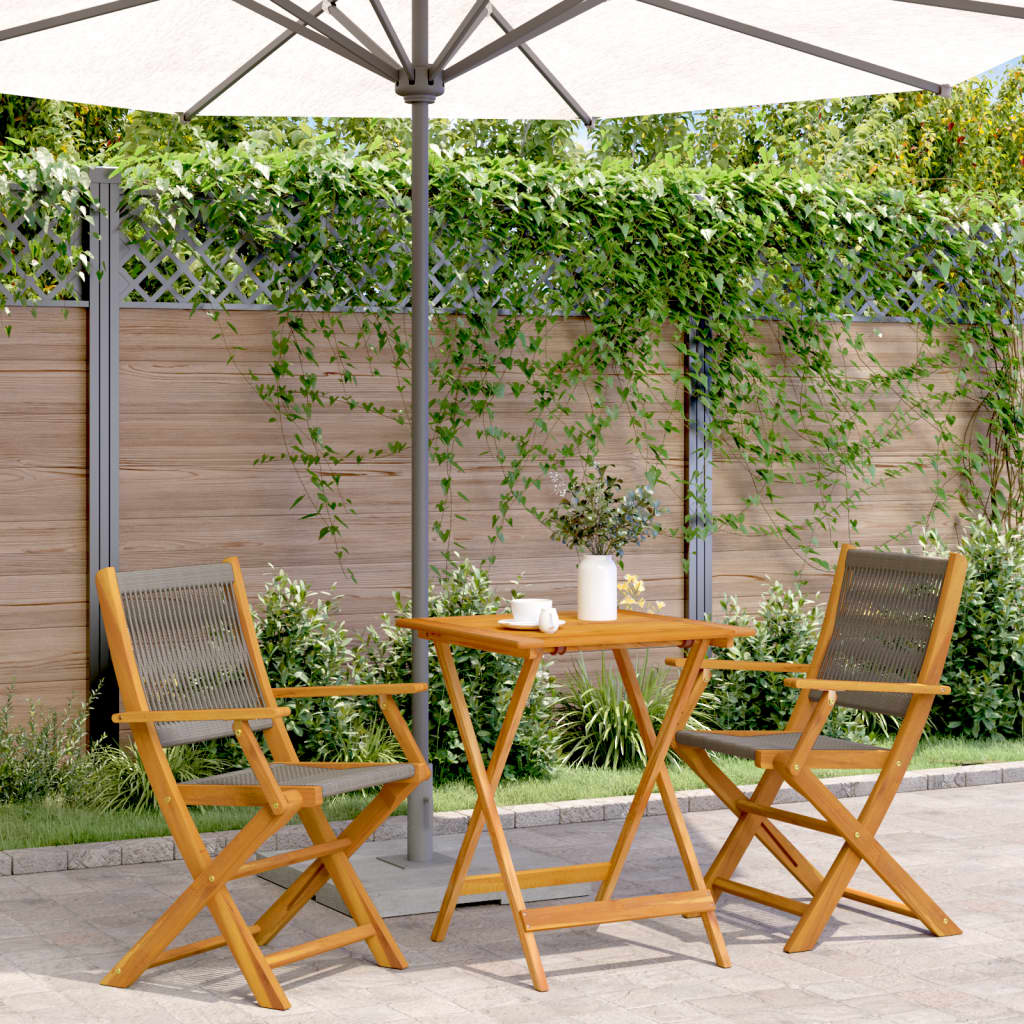 Set Mobilier Bistro, 3 Piese, , Polipropilenă Și Lemn Masiv
