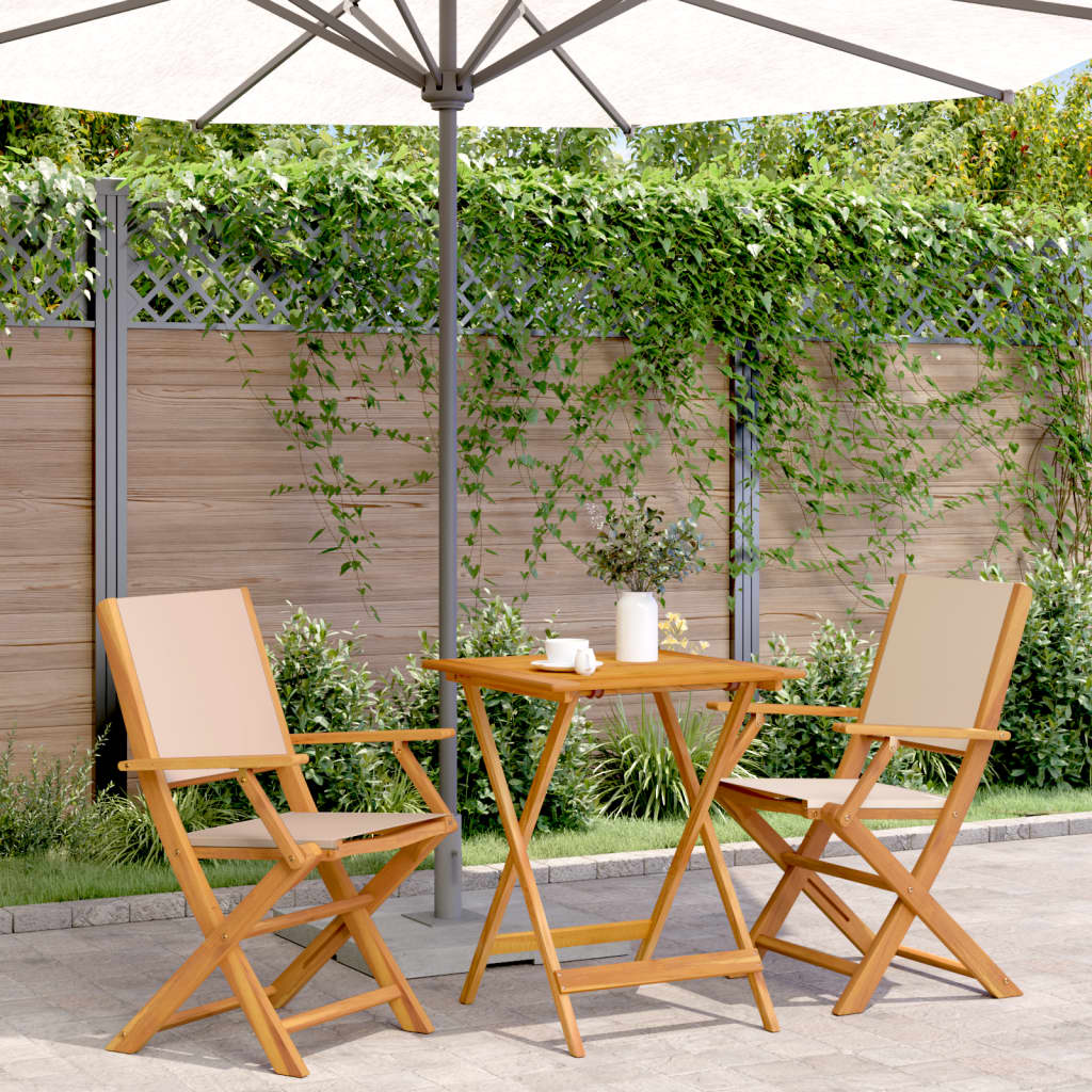 Set Mobilier Bistro, 3 Piese, Textil /Lemn Masiv