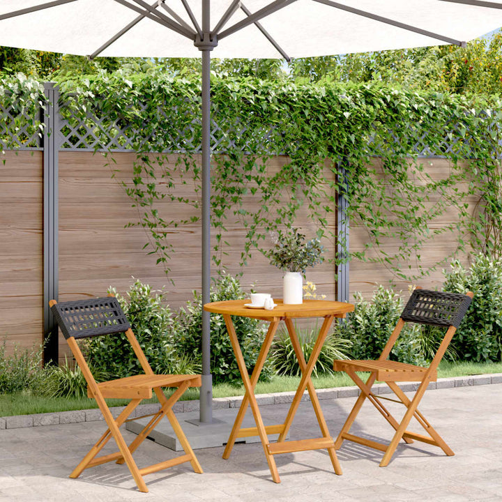 Set Mobilier Bistro, 3 Piese, Poliratan /Lemn Masiv