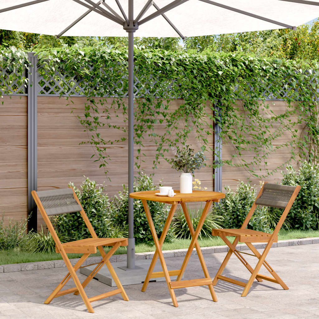 Set Mobilier Bistro, 3 Piese, , Polipropilenă Și Lemn Masiv