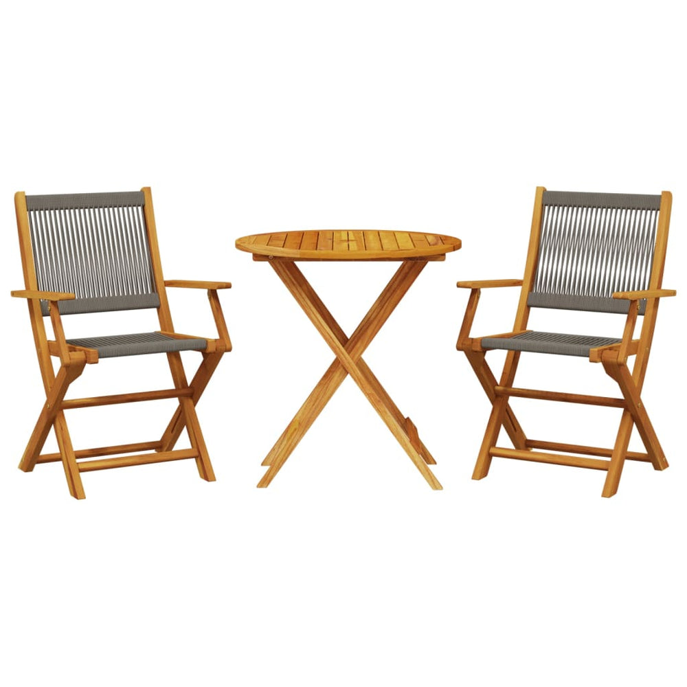 Set Mobilier Bistro, 3 Piese, , Polipropilenă Și Lemn Masiv