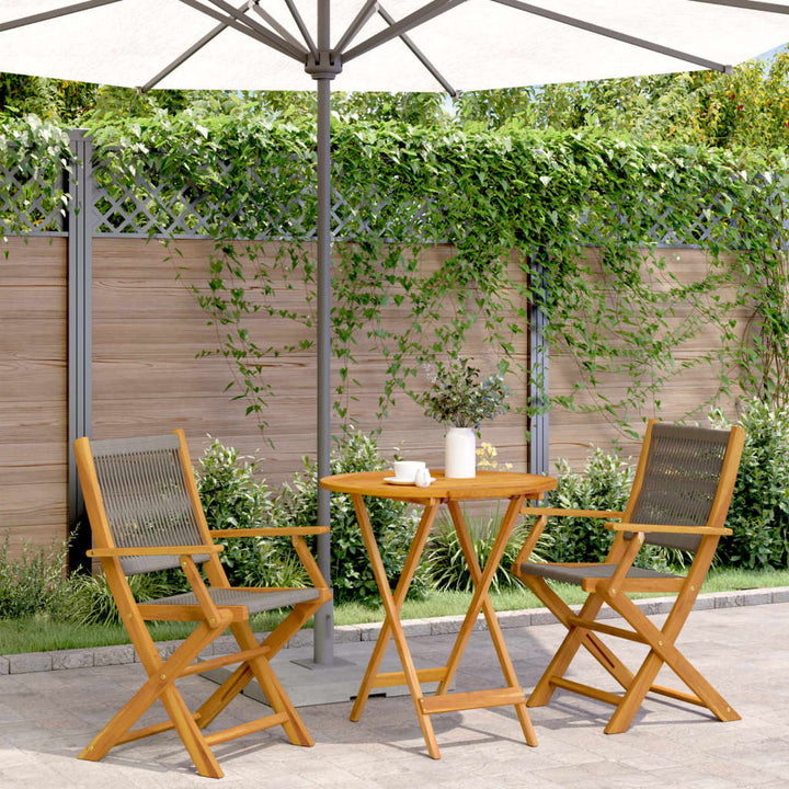 Set Mobilier Bistro, 3 Piese, , Polipropilenă Și Lemn Masiv