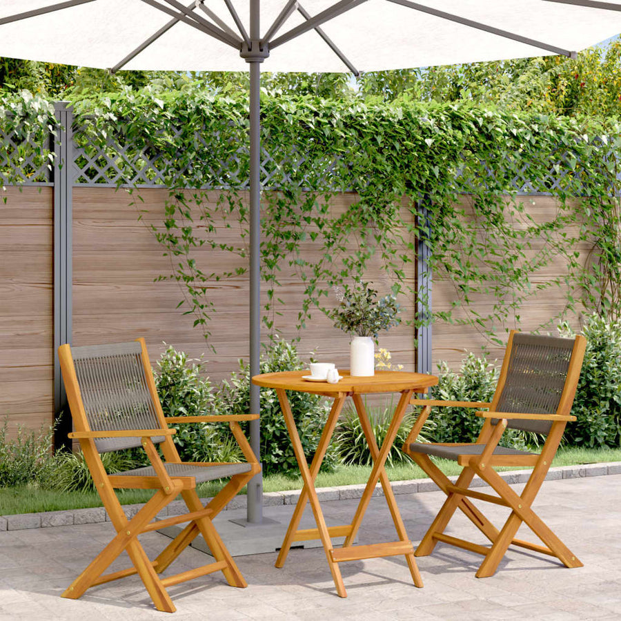 Set Mobilier Bistro, 3 Piese, , Polipropilenă Și Lemn Masiv