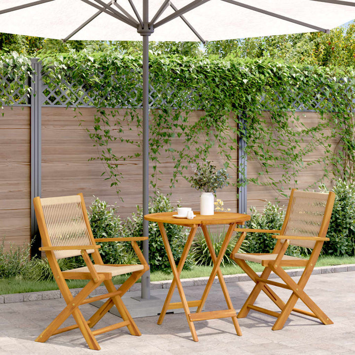 Set Mobilier Bistro, 3 Piese, , Polipropilenă Și Lemn Masiv