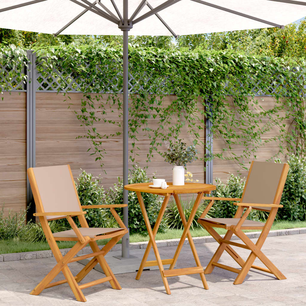 Set Mobilier Bistro, 3 Piese, Textil /Lemn Masiv