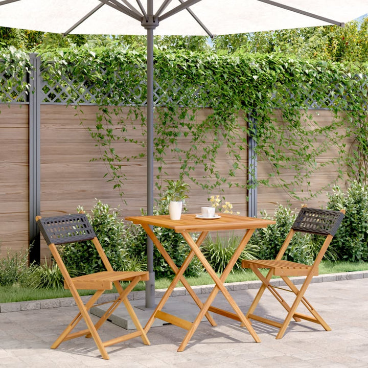 Set Mobilier Bistro, 3 Piese, Poliratan /Lemn Masiv