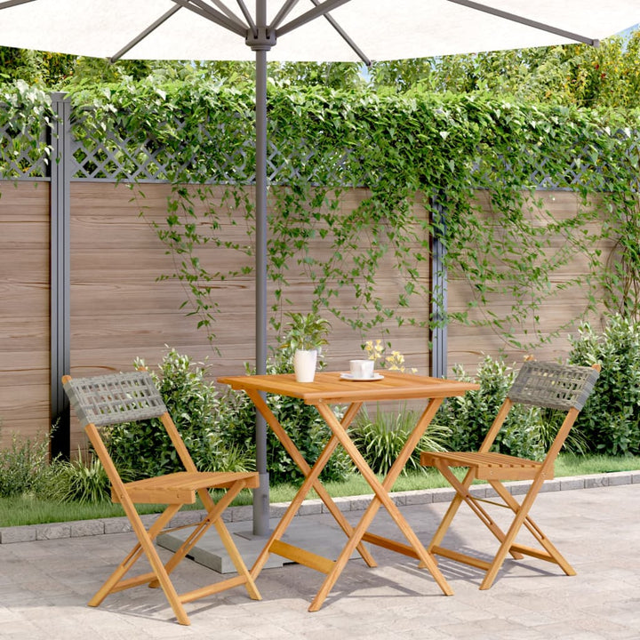 Set Mobilier Bistro, 3 Piese, Poliratan /Lemn Masiv