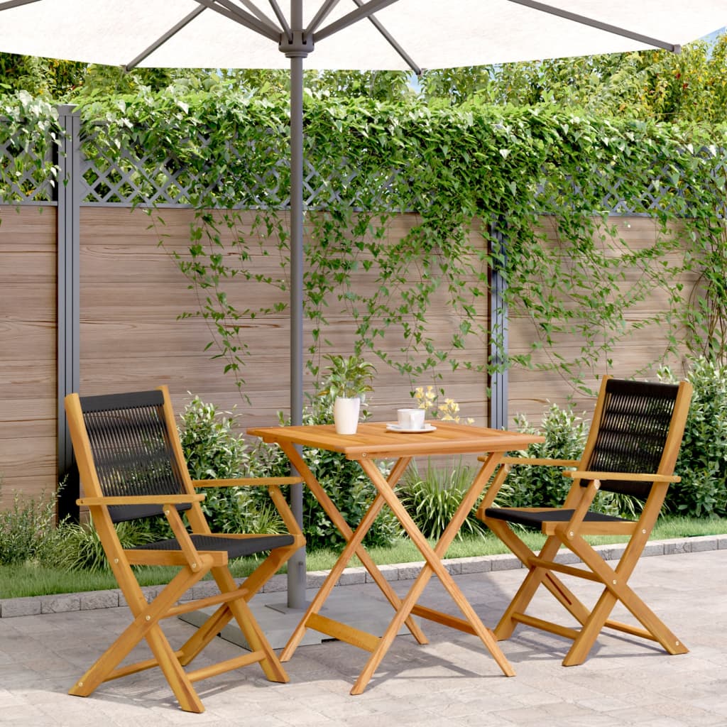 Set Mobilier Bistro, 3 Piese, , Polipropilenă Și Lemn Masiv