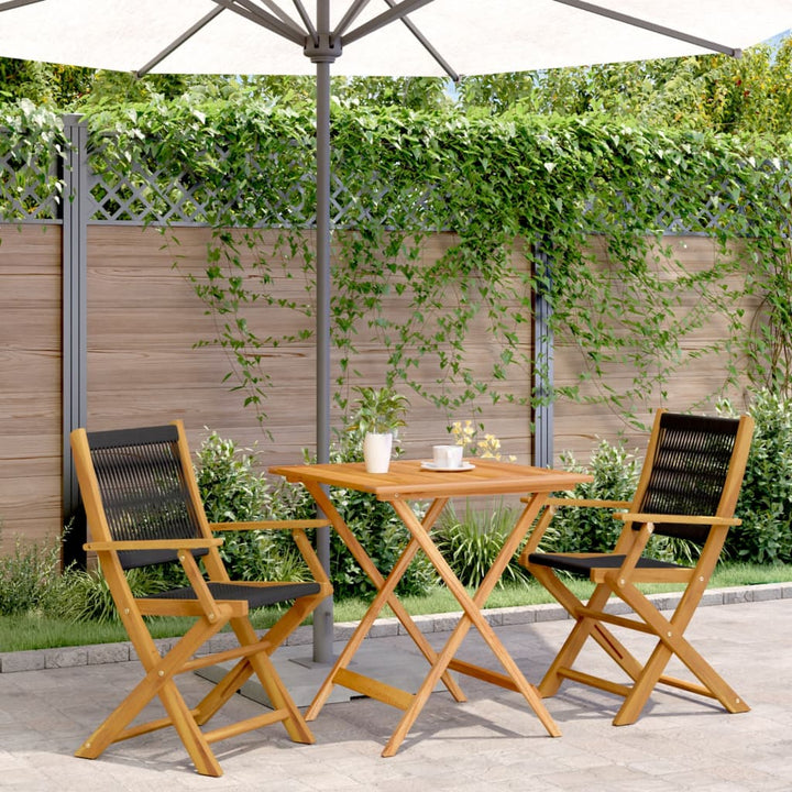 Set Mobilier Bistro, 3 Piese, , Polipropilenă Și Lemn Masiv