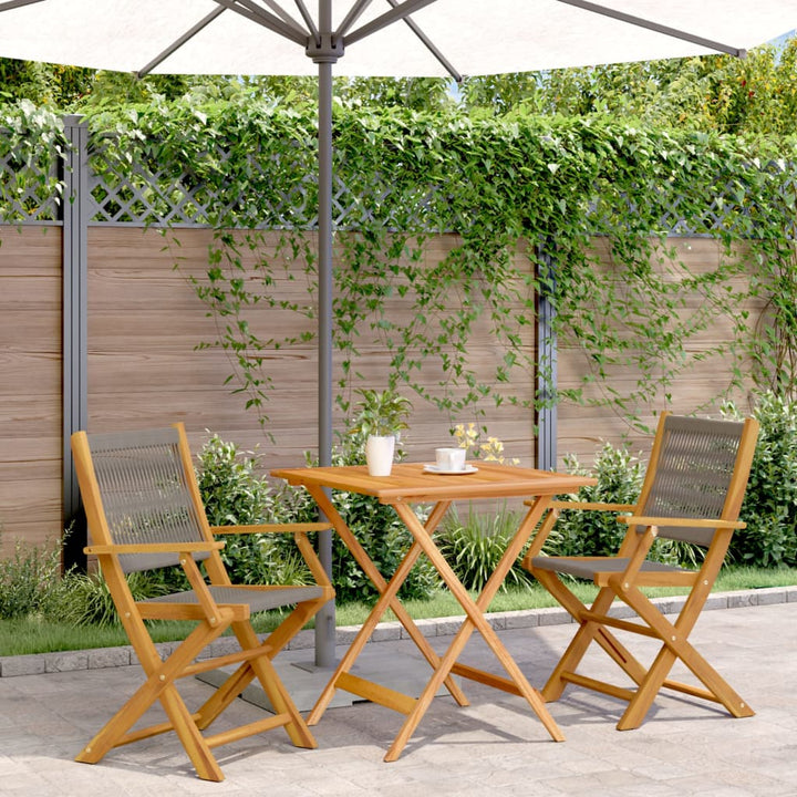 Set Mobilier Bistro, 3 Piese, , Polipropilenă Și Lemn Masiv