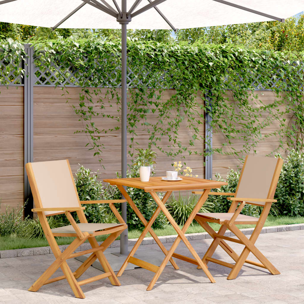 Set Mobilier Bistro, 3 Piese, Textil /Lemn Masiv