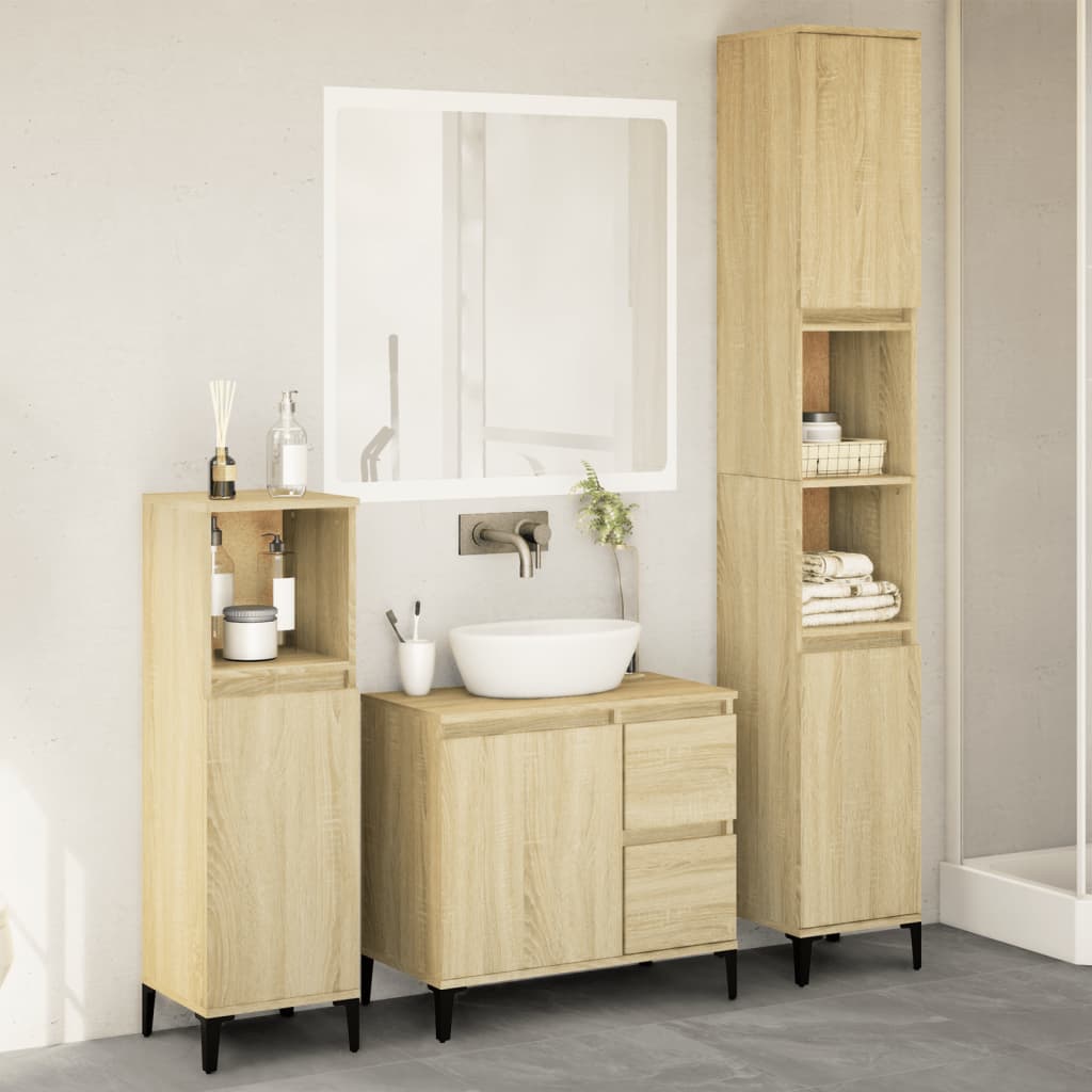 Set Mobilier De Baie, 3 Piese, , Lemn Compozit