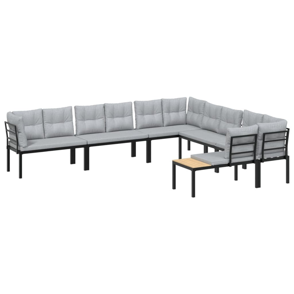 Set Canapea De Grădină, 6 Piese, Cu Perne, Negru, Oțel Vopsit