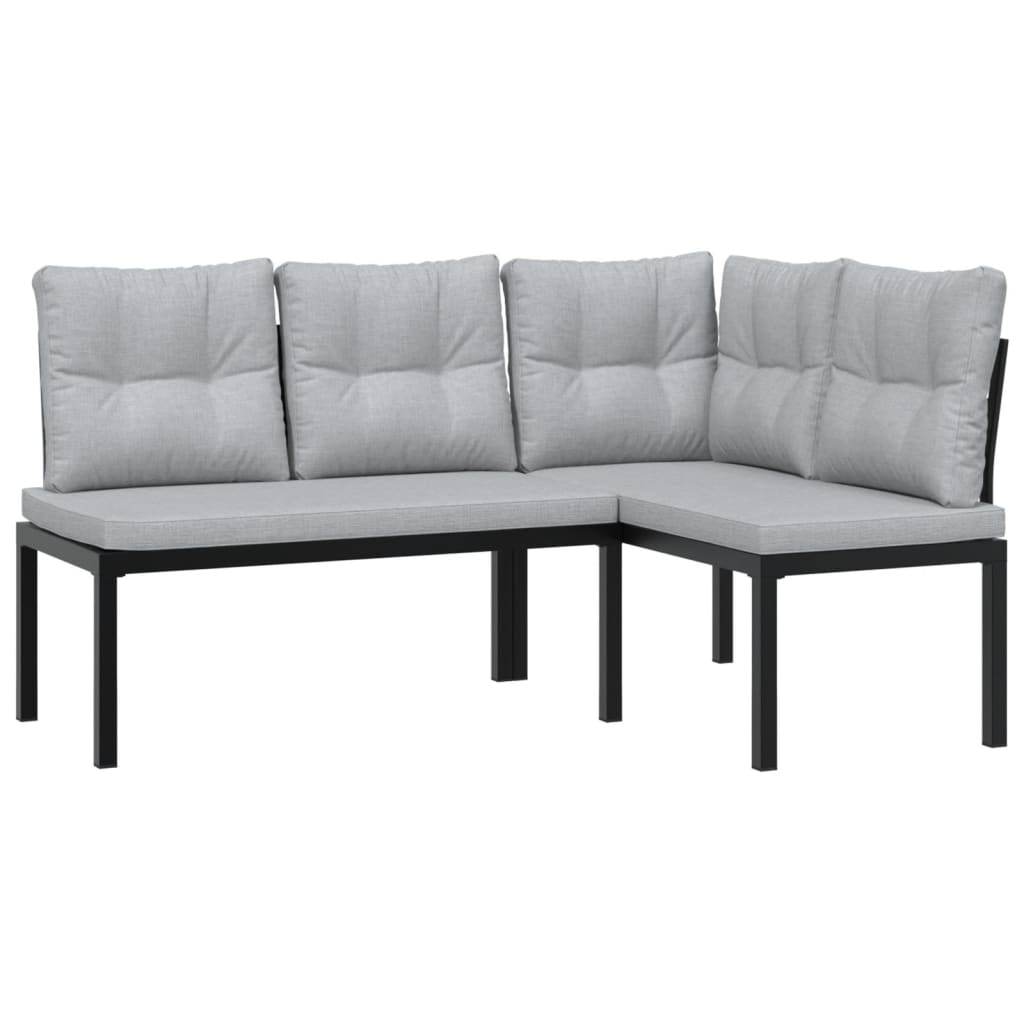 Set Canapea De Grădină, 6 Piese, Cu Perne, Negru, Oțel Vopsit