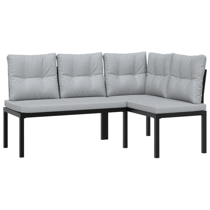 Set Canapea De Grădină, 6 Piese, Cu Perne, Negru, Oțel Vopsit