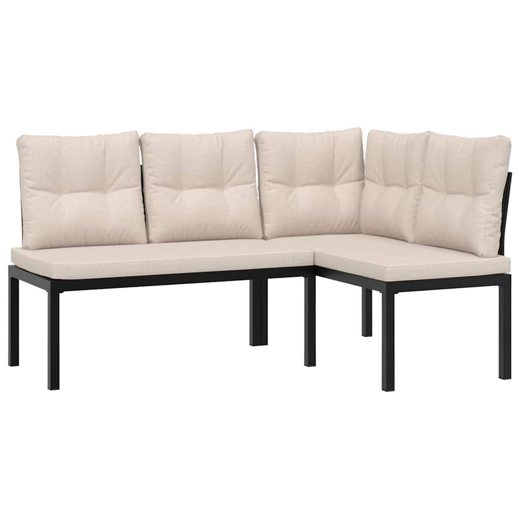 Set Canapea De Grădină, 5 Piese, Cu Perne, Negru, Oțel Vopsit
