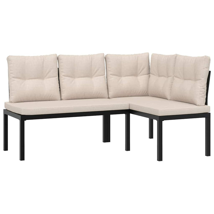Set Canapea De Grădină, 5 Piese, Cu Perne, Negru, Oțel Vopsit