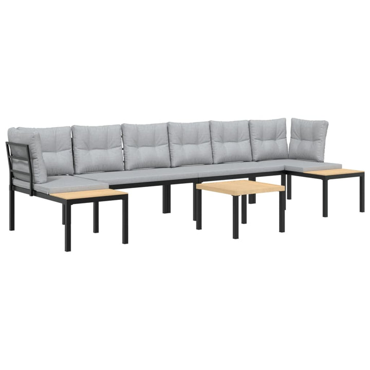 Set Canapea De Grădină, 5 Piese, Cu Perne, Negru, Oțel Vopsit