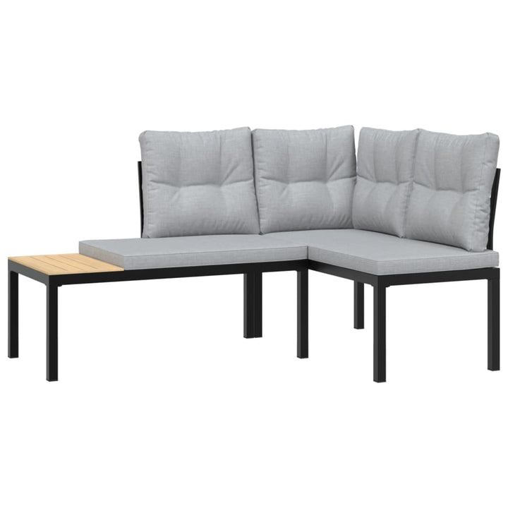 Set Canapea De Grădină, 5 Piese, Cu Perne, Negru, Oțel Vopsit
