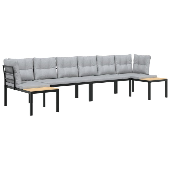 Set Canapea De Grădină, 4 Piese, Cu Perne, Negru, Oțel Vopsit