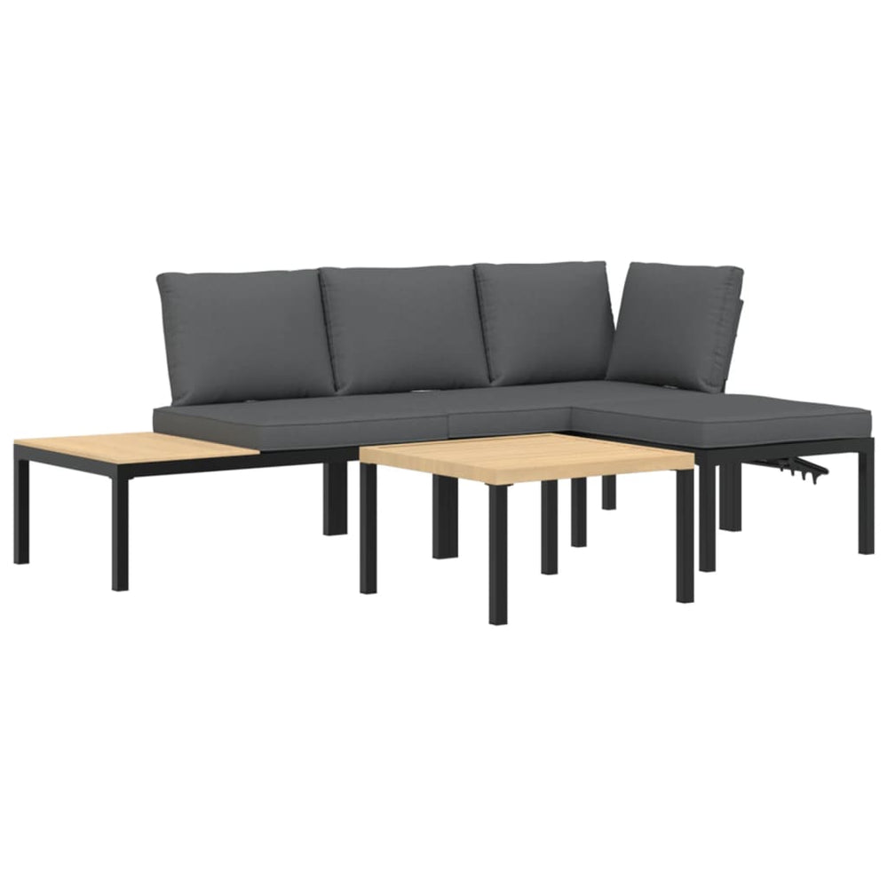 Set Mobilier De Grădină Cu Perne, 4 Piese, Negru, Aluminiu