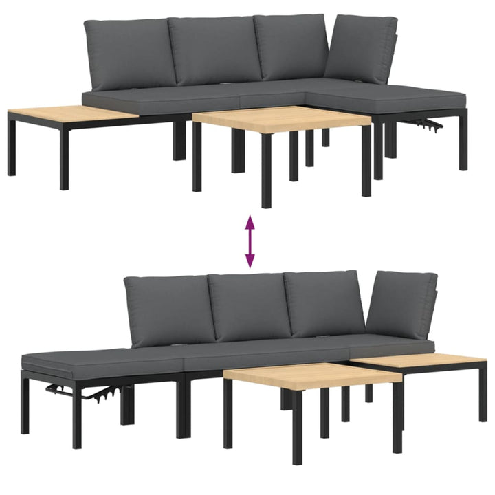 Set Mobilier De Grădină Cu Perne, 4 Piese, Negru, Aluminiu
