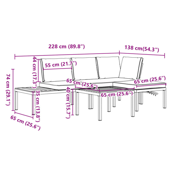 Set Mobilier De Grădină Cu Perne, 4 Piese, Negru, Aluminiu