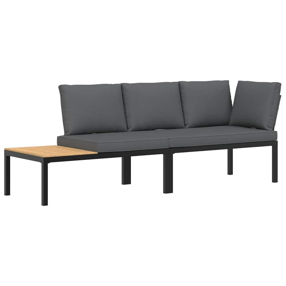 Set Canapea De Grădină, 2 Piese, Cu Perne, Negru, Aluminiu