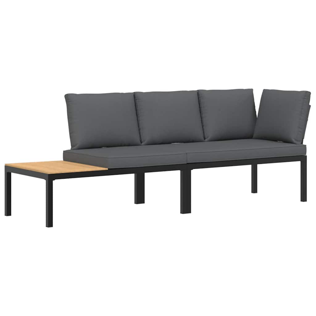 Set Canapea De Grădină, 2 Piese, Cu Perne, Negru, Aluminiu