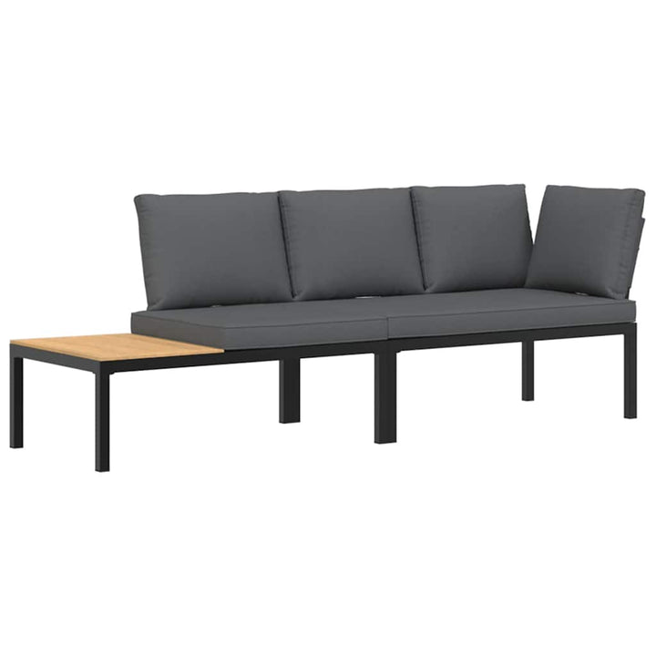 Set Canapea De Grădină, 2 Piese, Cu Perne, Negru, Aluminiu