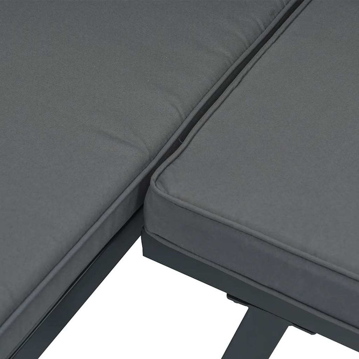 Set Canapea De Grădină, 2 Piese, Cu Perne, Negru, Aluminiu