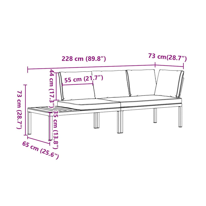 Set Canapea De Grădină, 2 Piese, Cu Perne, Negru, Aluminiu