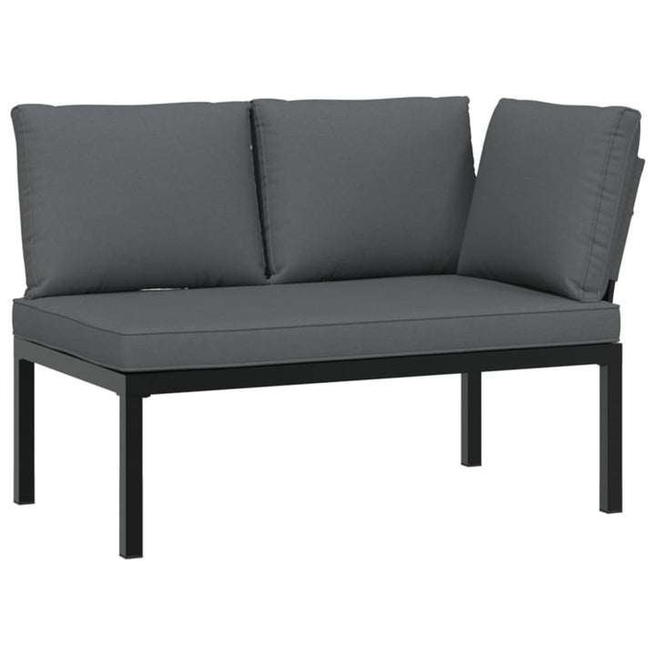 Set Canapea De Grădină, 3 Piese, Cu Perne, Negru, Aluminiu